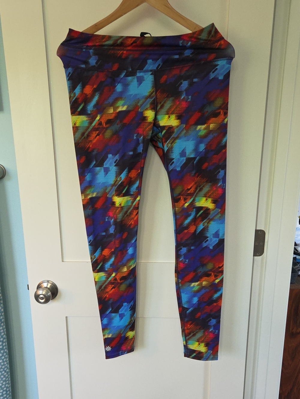 Athleta Multicolor Abstract Print Leggings — Blue, Red, Yellow, Purple